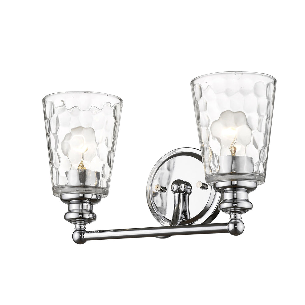 Silver Metal and Pebbled Glass Two Light Wall Light By Homeroots | Wall Lamps | Modishstore - 2