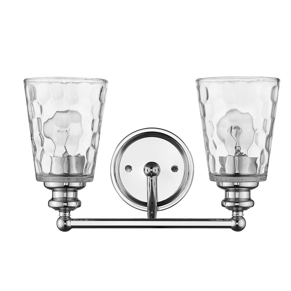 Silver Metal and Pebbled Glass Two Light Wall Light By Homeroots | Wall Lamps | Modishstore - 3