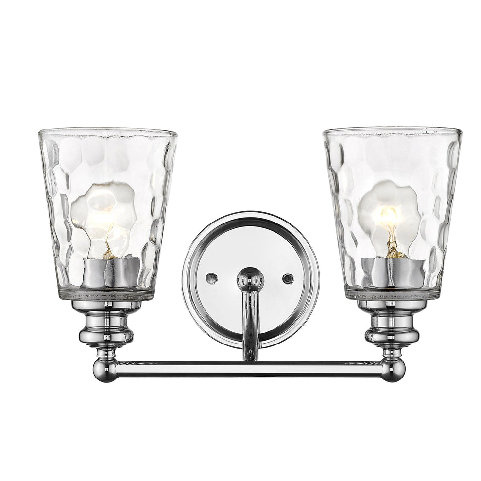 Silver Metal and Pebbled Glass Two Light Wall Light By Homeroots | Wall Lamps | Modishstore - 4