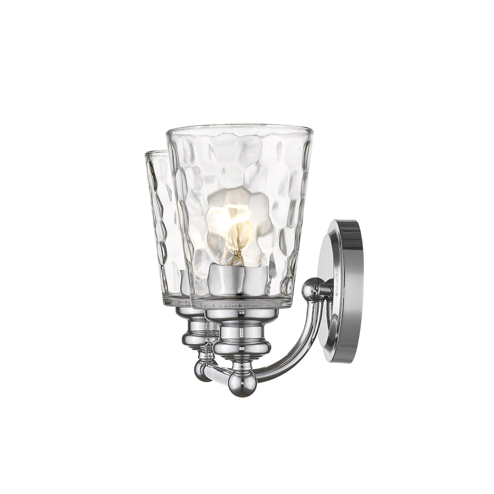 Silver Metal and Pebbled Glass Two Light Wall Light By Homeroots | Wall Lamps | Modishstore - 5