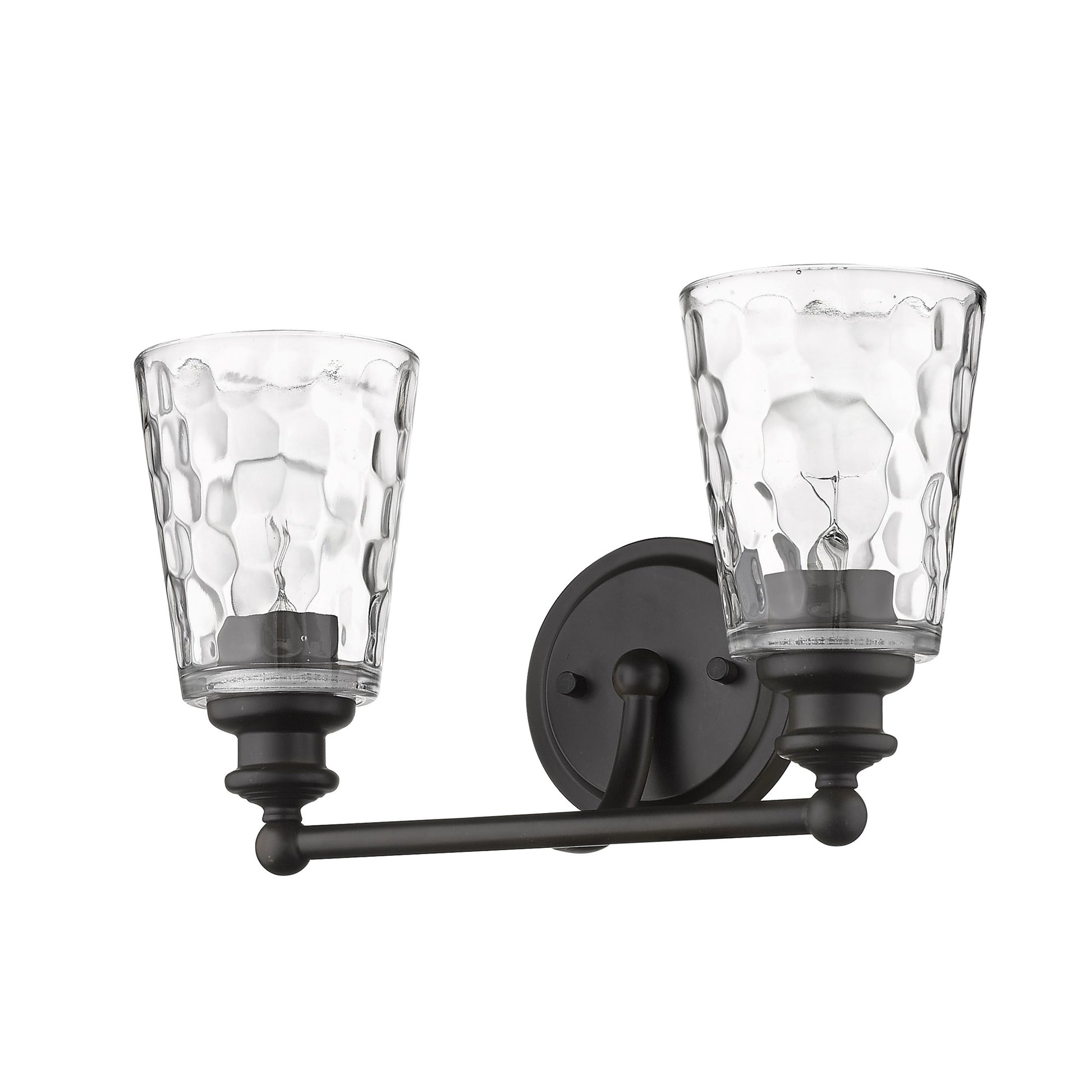 Bronze Metal and Pebbled Glass Two Light Wall Light By Homeroots | Wall Lamps | Modishstore
