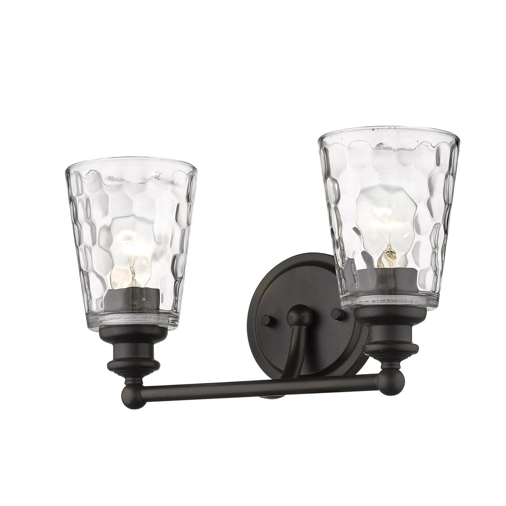 Bronze Metal and Pebbled Glass Two Light Wall Light By Homeroots | Wall Lamps | Modishstore - 2