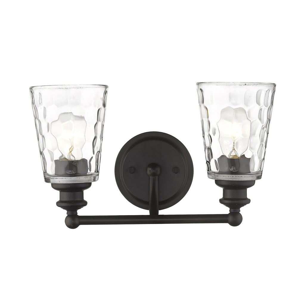 Bronze Metal and Pebbled Glass Two Light Wall Light By Homeroots | Wall Lamps | Modishstore - 4