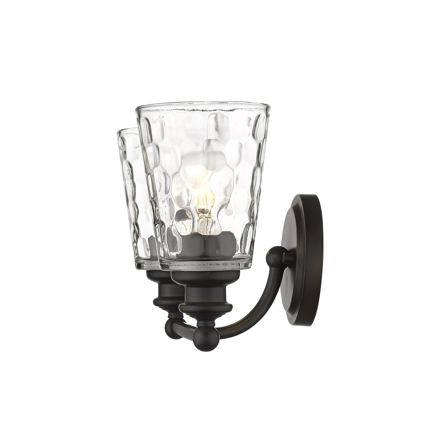 Bronze Metal and Pebbled Glass Two Light Wall Light By Homeroots | Wall Lamps | Modishstore - 5