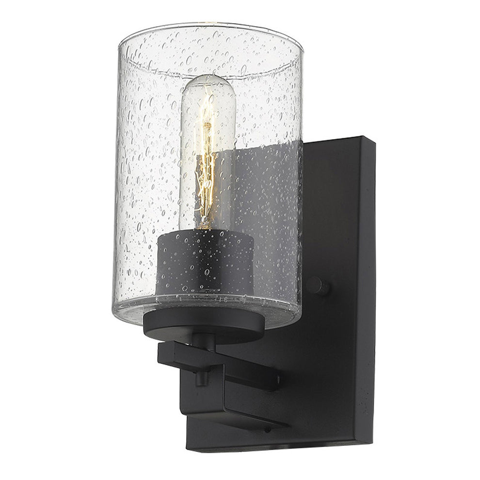 Black Metal and Textured Glass Wall Sconce By Homeroots | Sconces | Modishstore - 2