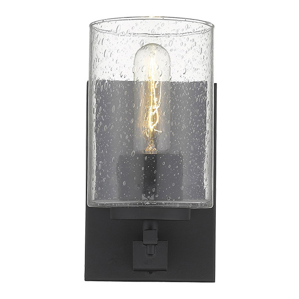 Black Metal and Textured Glass Wall Sconce By Homeroots | Sconces | Modishstore - 4