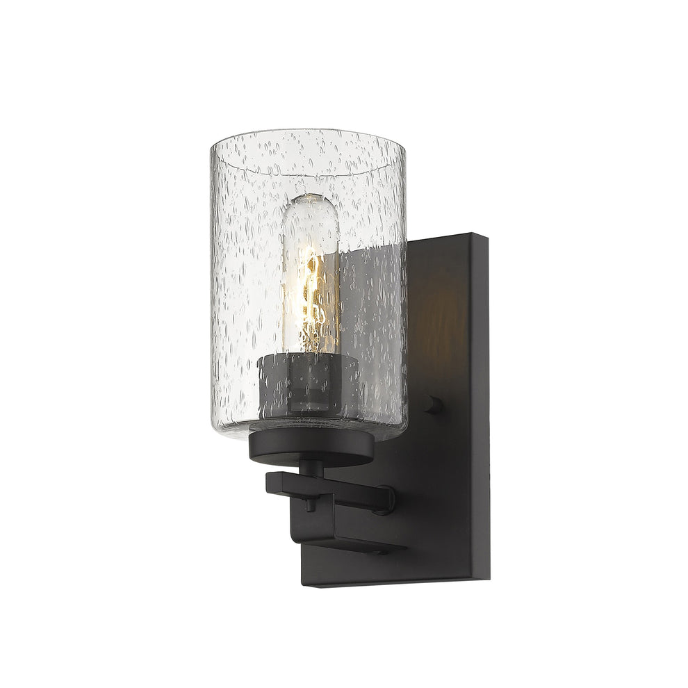 Bronze Metal and Textured Glass Wall Sconce By Homeroots | Sconces | Modishstore - 2