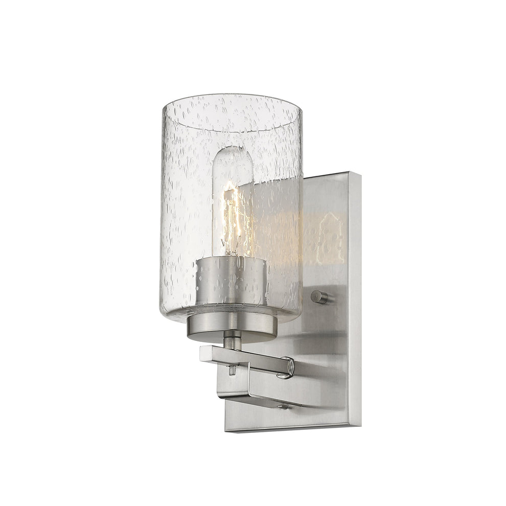 Silver Metal and Textured Glass Wall Sconce By Homeroots | Sconces | Modishstore - 2