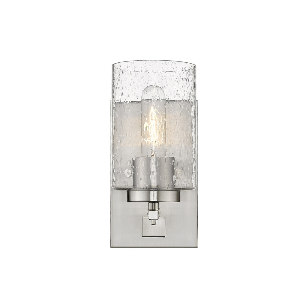 Silver Metal and Textured Glass Wall Sconce By Homeroots | Sconces | Modishstore - 4
