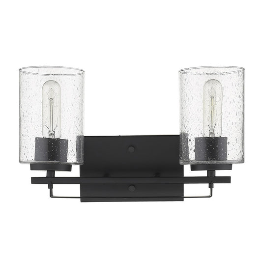 Black Metal and Textured Glass Two Light Wall Sconce By Homeroots | Sconces | Modishstore