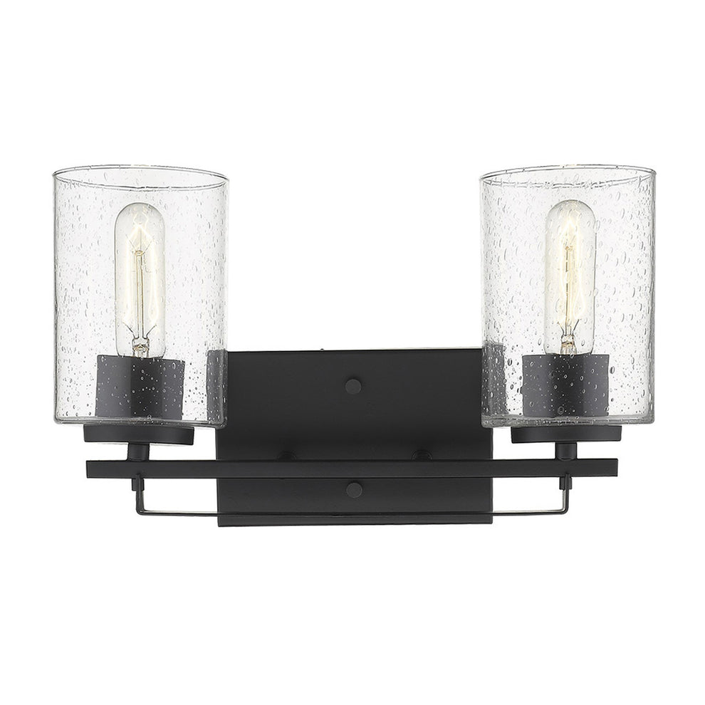 Black Metal and Textured Glass Two Light Wall Sconce By Homeroots | Sconces | Modishstore - 2