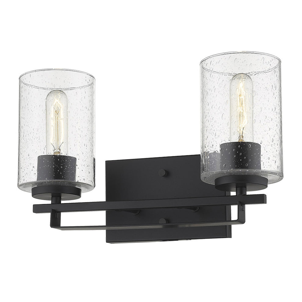 Black Metal and Textured Glass Two Light Wall Sconce By Homeroots | Sconces | Modishstore - 3