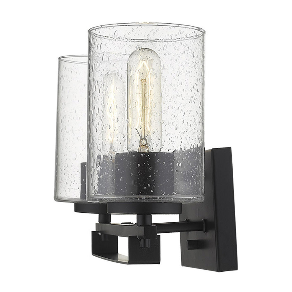 Black Metal and Textured Glass Two Light Wall Sconce By Homeroots | Sconces | Modishstore - 4
