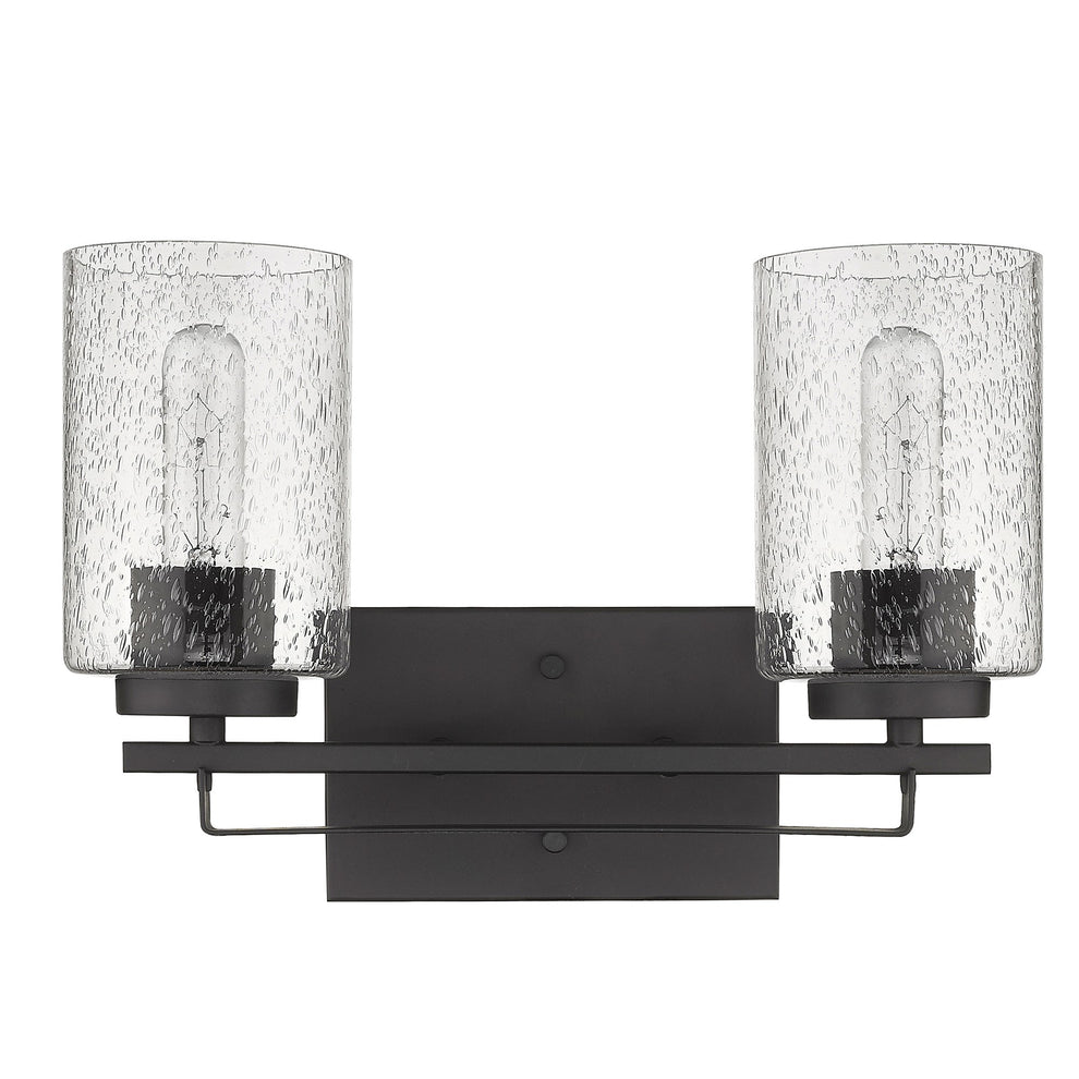 Bronze Metal and Textured Glass Two Light Wall Sconce By Homeroots | Sconces | Modishstore - 2