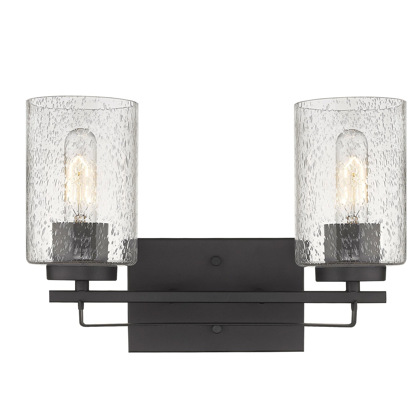 Bronze Metal and Textured Glass Two Light Wall Sconce By Homeroots | Sconces | Modishstore - 3