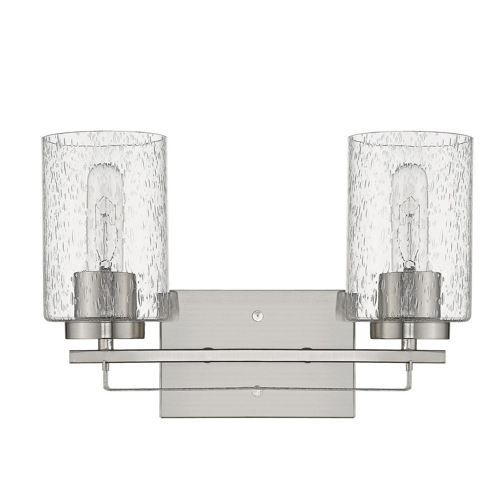 Silver Metal and Textured Glass Two Light Wall Sconce By Homeroots | Sconces | Modishstore - 3