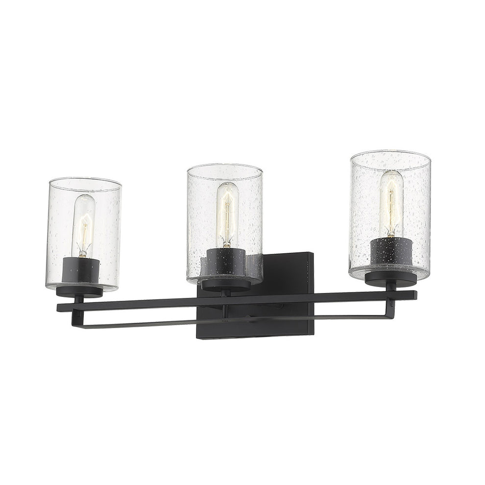 Black Metal and Textured Glass Three Light Wall Sconce By Homeroots | Sconces | Modishstore - 2