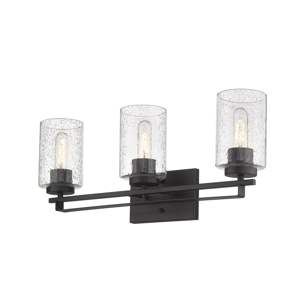 Bronze Metal and Textured Glass Three Light Wall Sconce By Homeroots | Sconces | Modishstore - 2
