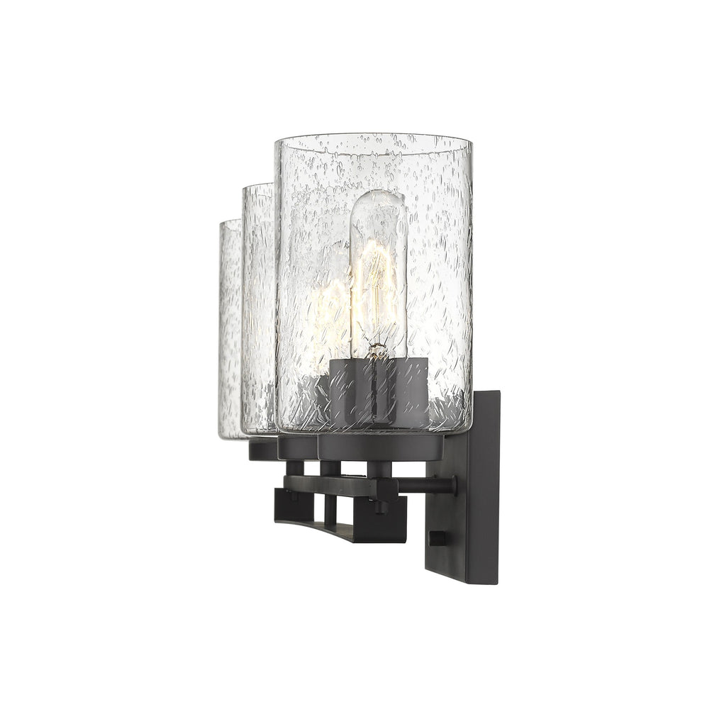 Bronze Metal and Textured Glass Three Light Wall Sconce By Homeroots | Sconces | Modishstore - 5