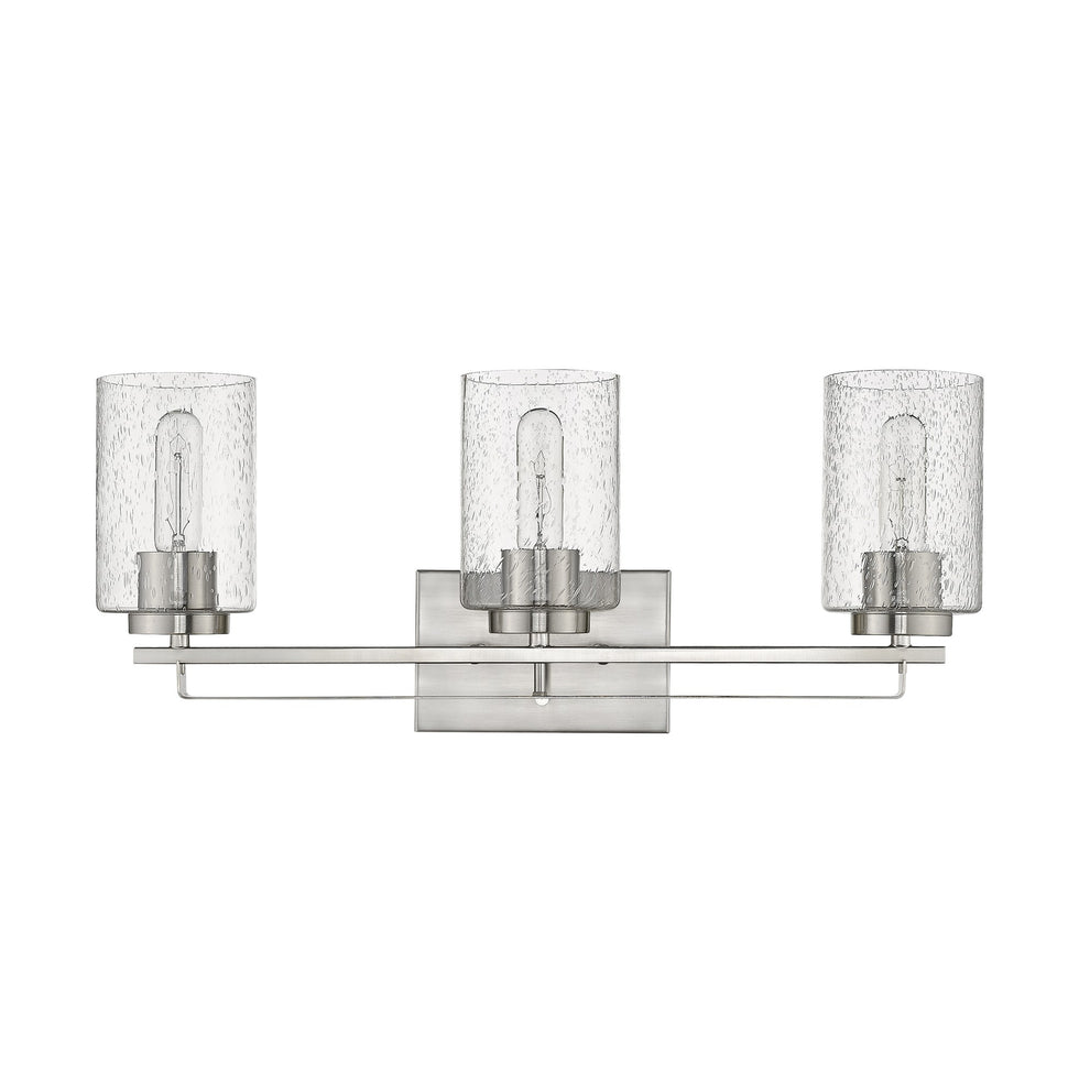 Silver Metal and Textured Glass Three Light Wall Sconce By Homeroots | Sconces | Modishstore - 3