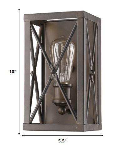 Antique Bronze Metal Geometric Wall Light By Homeroots | Wall Lamps | Modishstore - 2