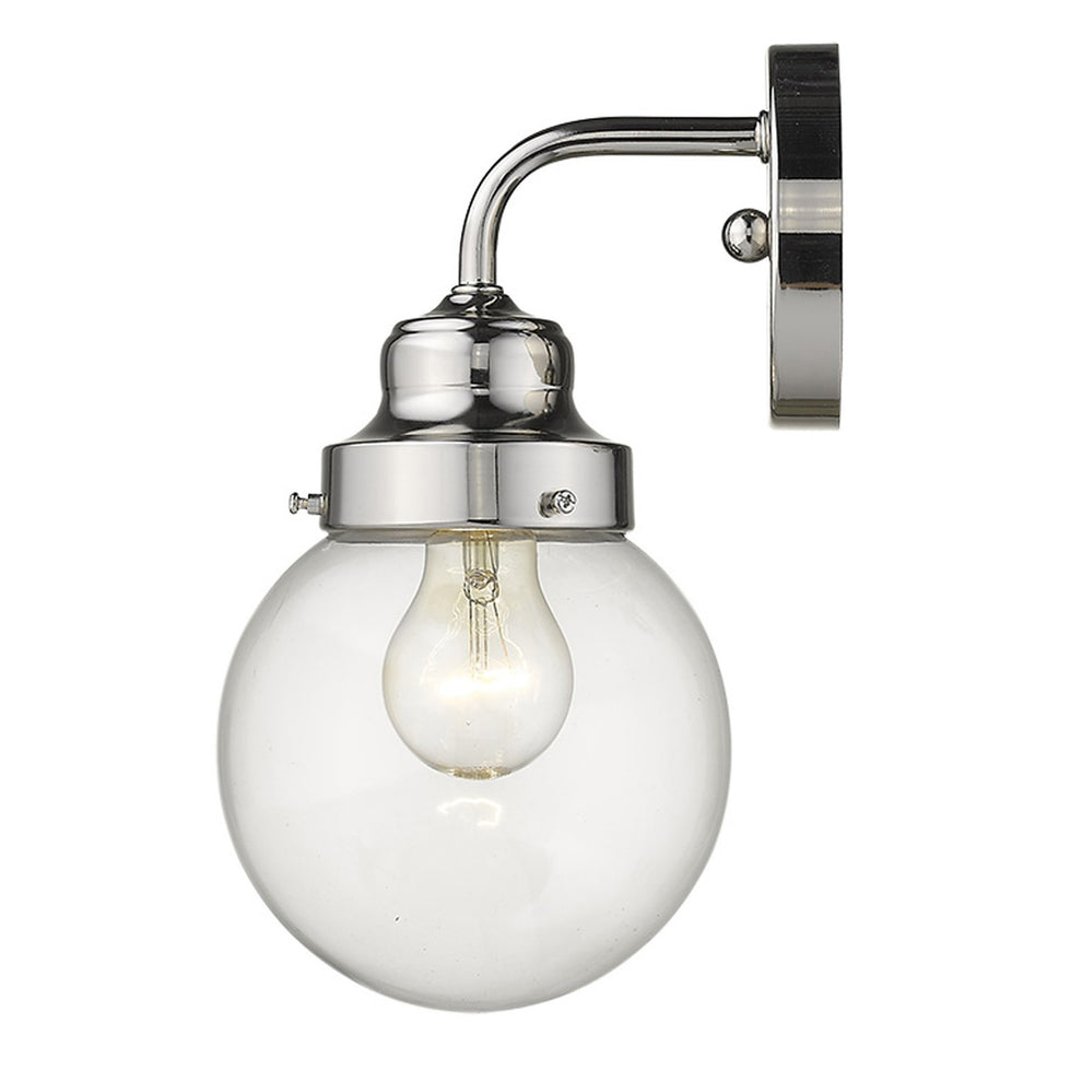 One Light Silver Wall Sconce with Round Glass Shade By Homeroots | Sconces | Modishstore - 4