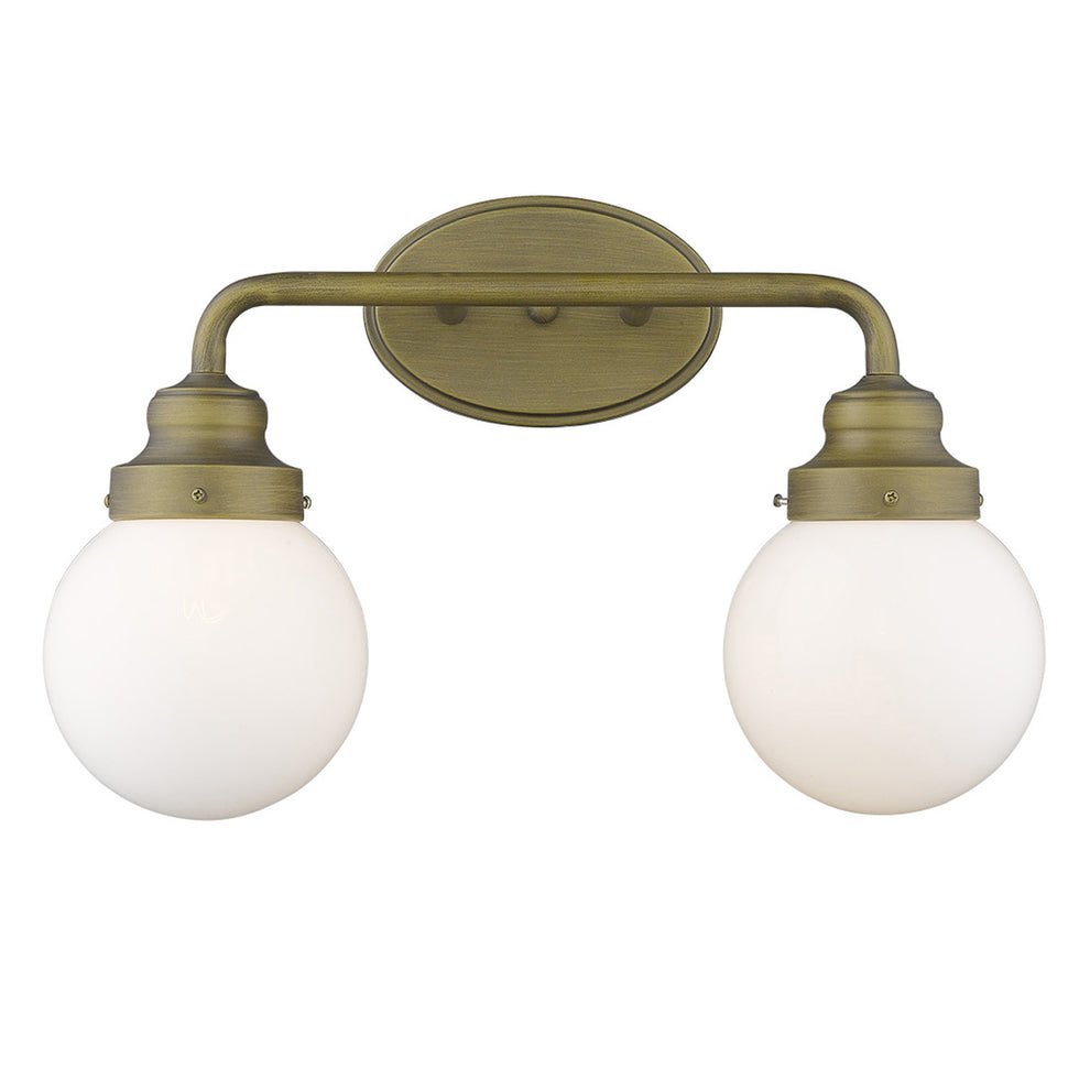Two Light Gold Wall Sconce with Round Glass Shade By Homeroots | Sconces | Modishstore - 2
