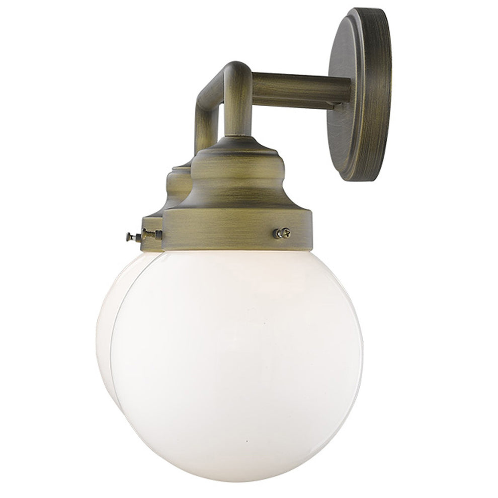 Two Light Gold Wall Sconce with Round Glass Shade By Homeroots | Sconces | Modishstore - 4