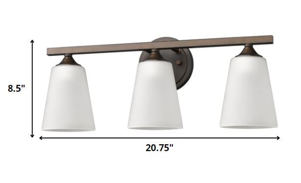 Three Light Bronze Metal Vanity Wall Light By Homeroots | Vanity Light | Modishstore - 2