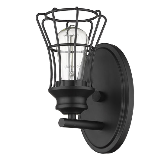 One Light Matte Black Cage Wall Sconce By Homeroots | Sconces | Modishstore