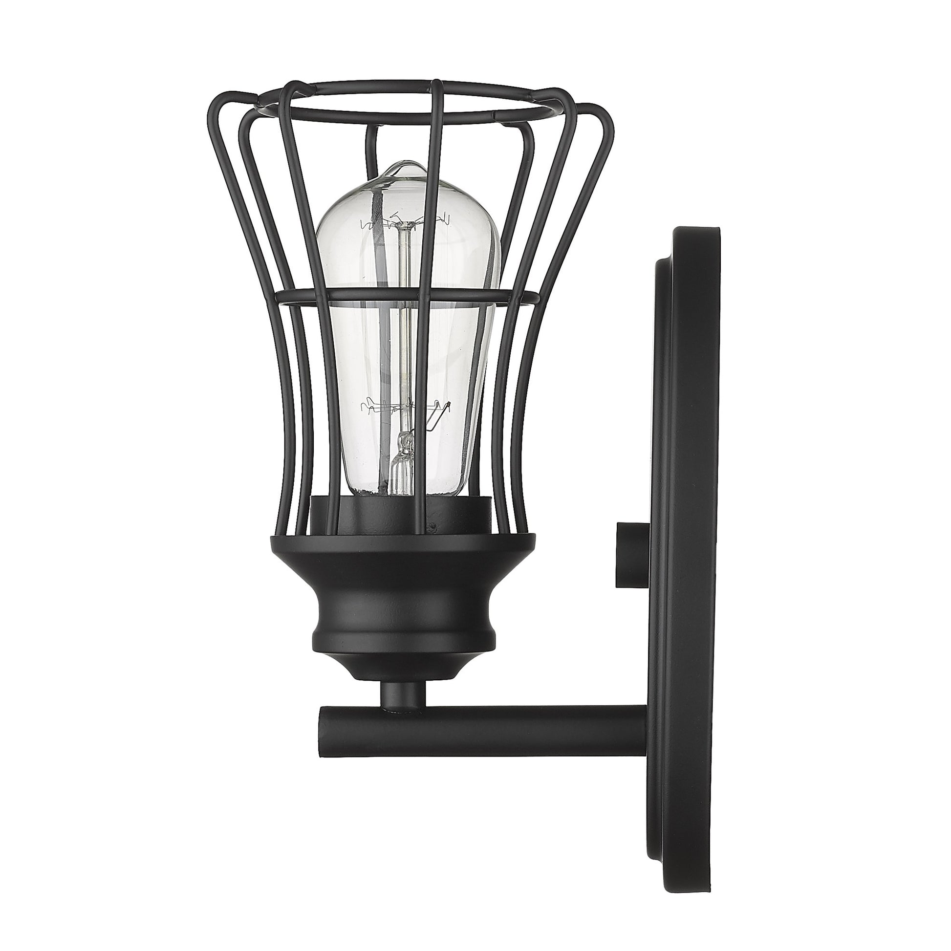 One Light Matte Black Cage Wall Sconce By Homeroots | Sconces | Modishstore - 5