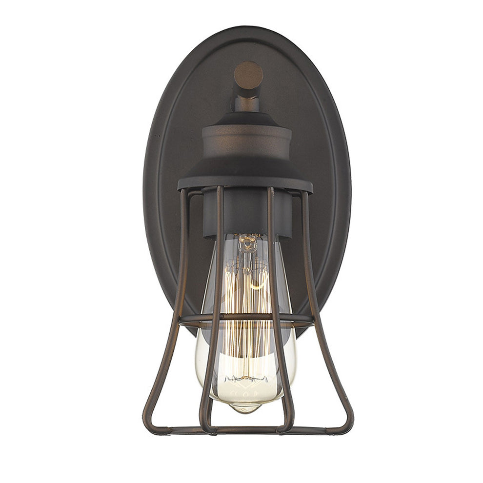 One Light Bronze Cage Wall Light By Homeroots | Wall Lamps | Modishstore - 2