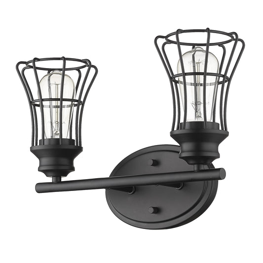 Two Light Matte Black Cage Wall Sconce By Homeroots | Sconces | Modishstore