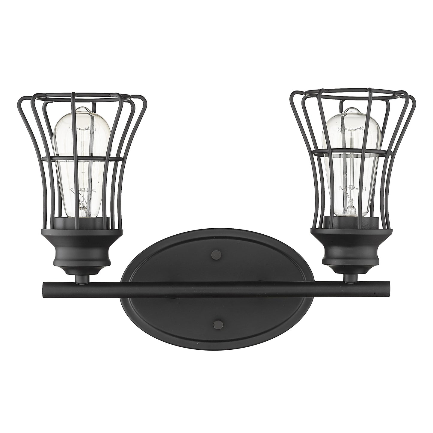 Two Light Matte Black Cage Wall Sconce By Homeroots | Sconces | Modishstore - 3
