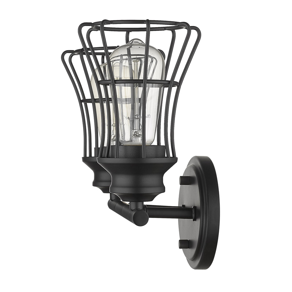 Two Light Matte Black Cage Wall Sconce By Homeroots | Sconces | Modishstore - 5