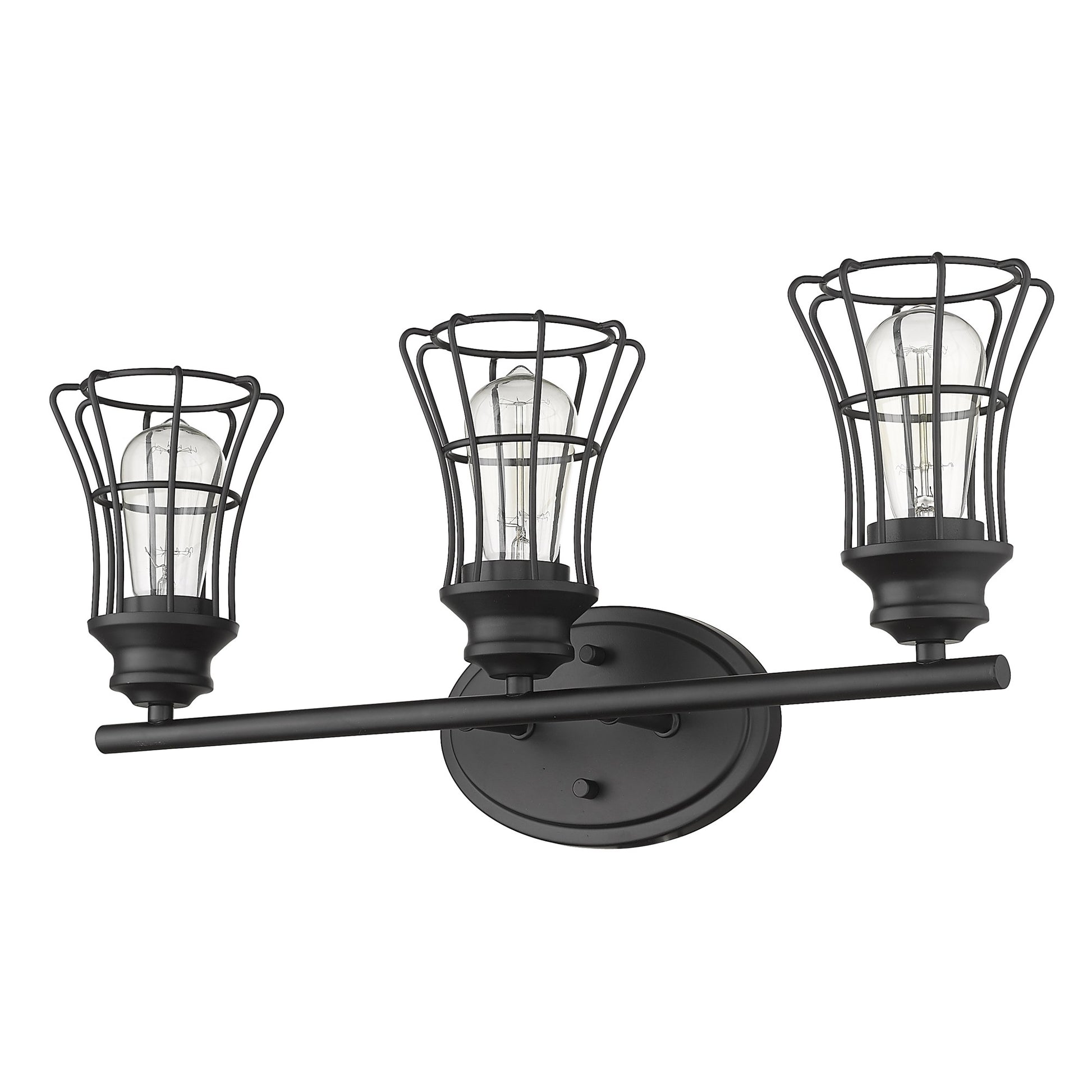Three Light Matte Black Cage Wall Sconce By Homeroots | Sconces | Modishstore