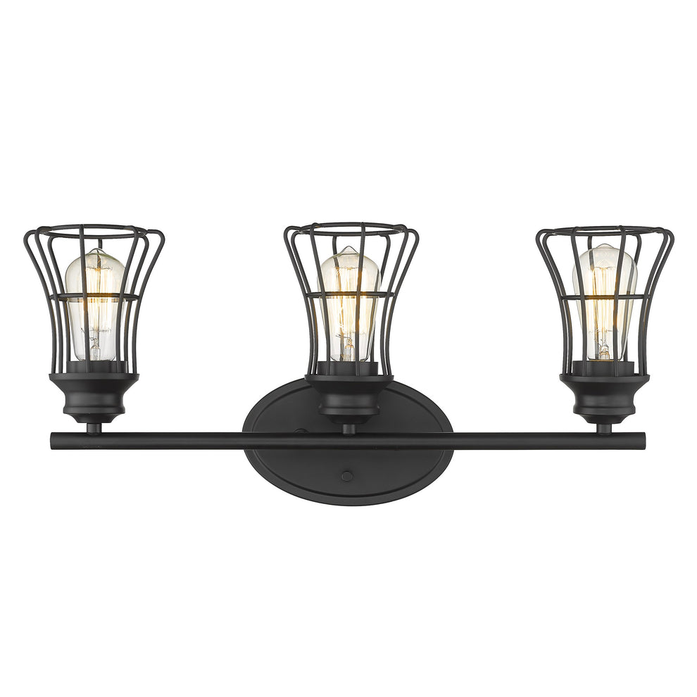 Three Light Matte Black Cage Wall Sconce By Homeroots | Sconces | Modishstore - 4