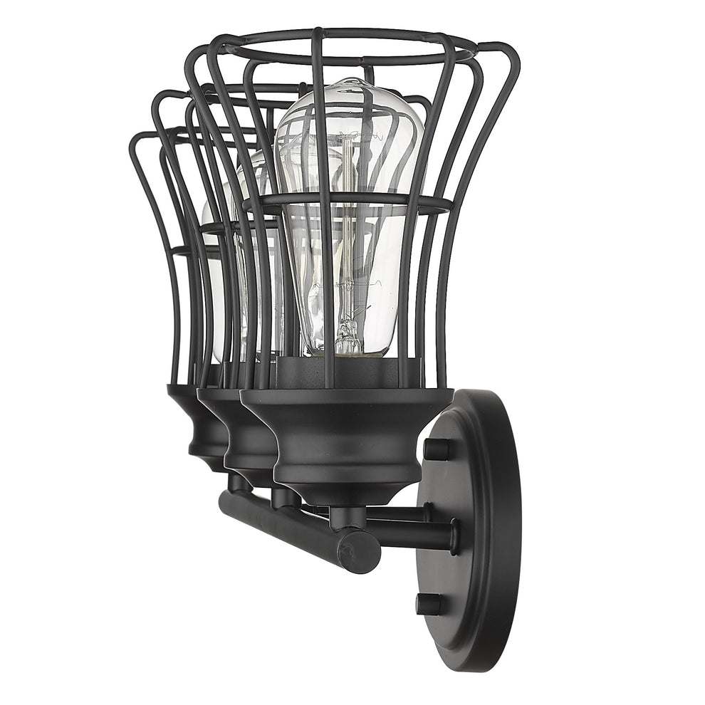 Three Light Matte Black Cage Wall Sconce By Homeroots | Sconces | Modishstore - 5
