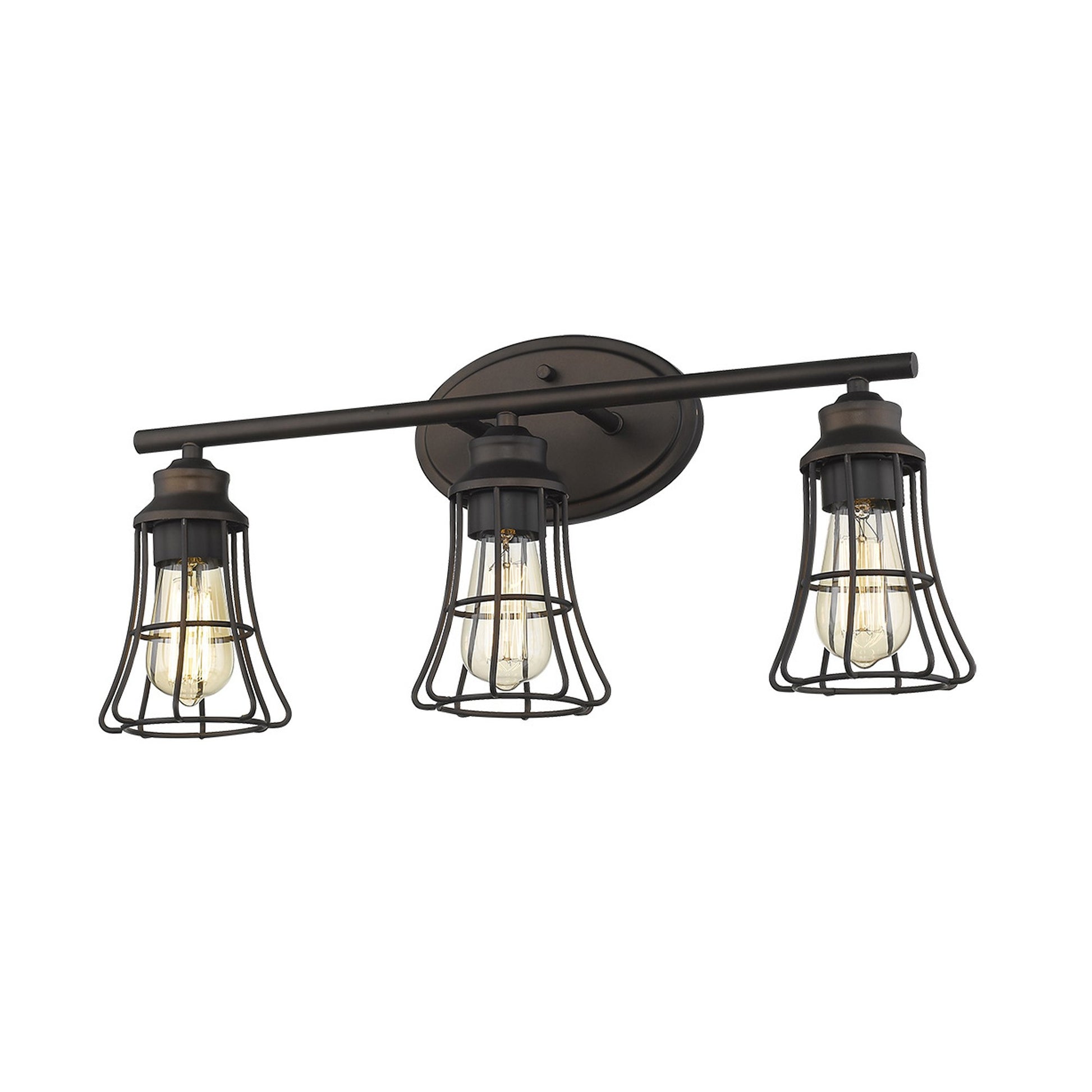 Three Light Bronze Cage Wall Light By Homeroots | Vanity Light | Modishstore