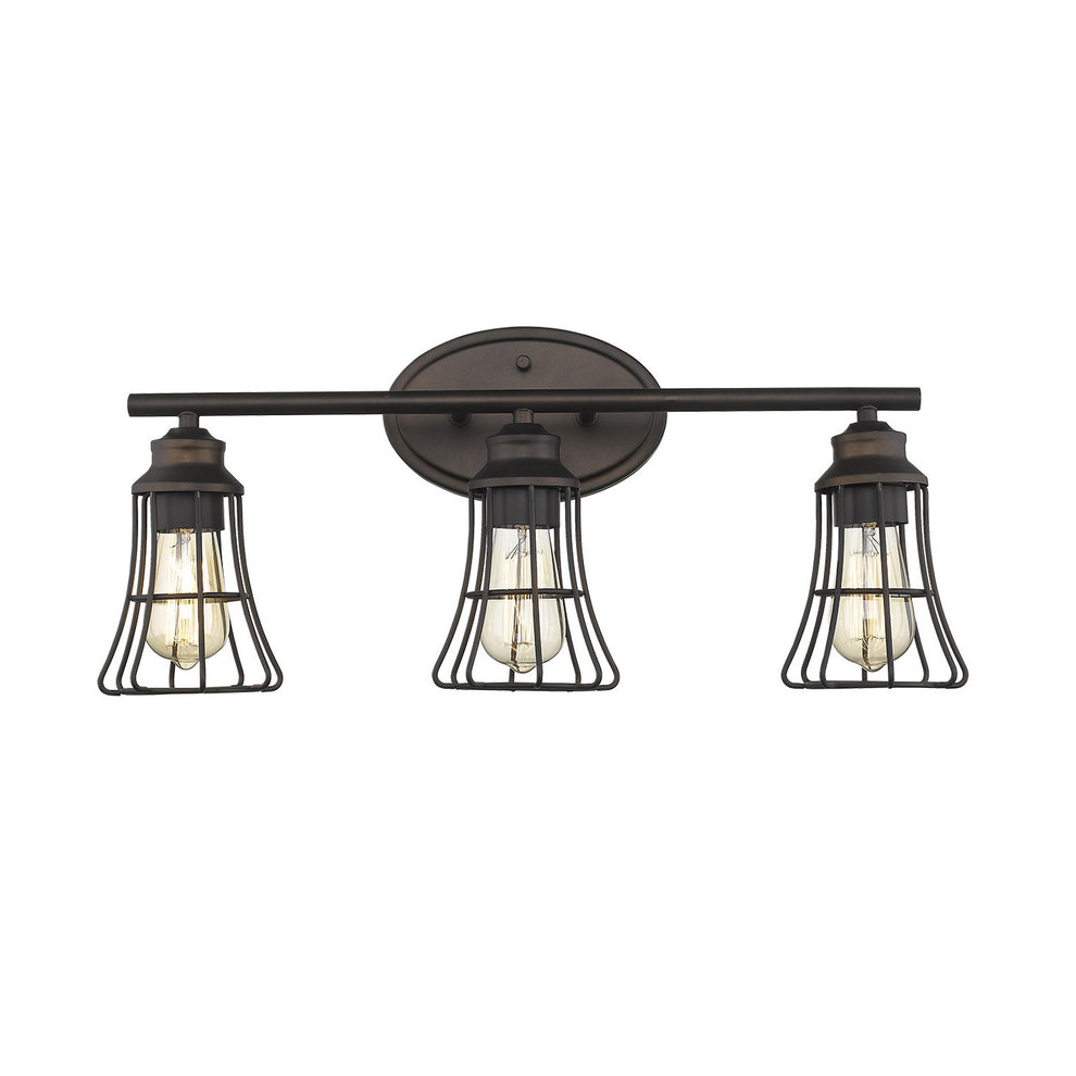 Three Light Bronze Cage Wall Light By Homeroots | Vanity Light | Modishstore - 2