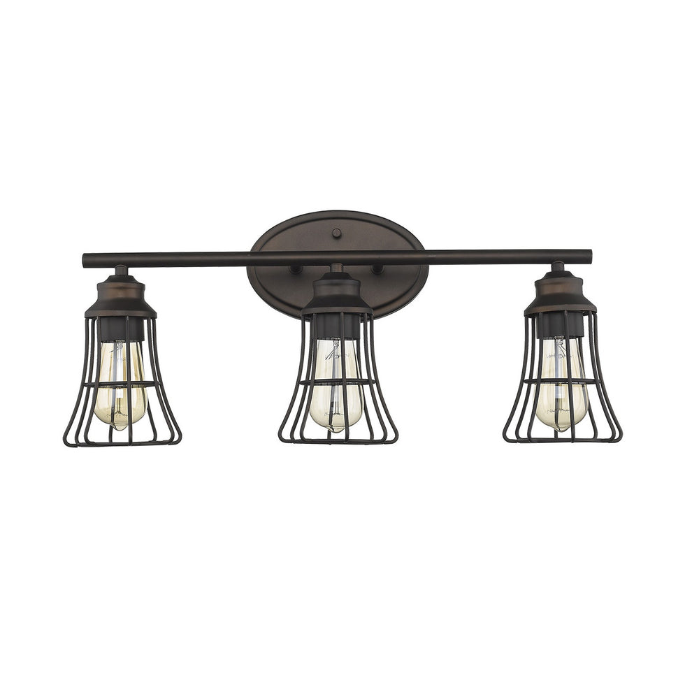Three Light Bronze Cage Wall Light By Homeroots | Vanity Light | Modishstore - 3