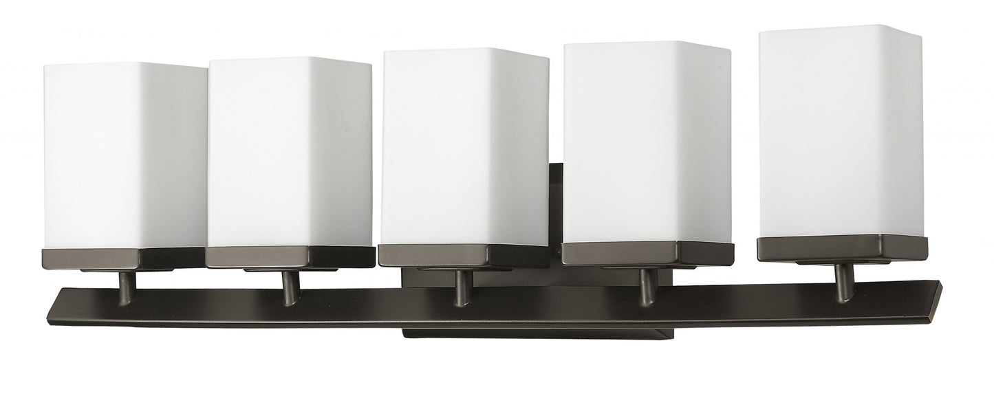 Burgundy 5-Light Oil-Rubbed Bronze Vanity Light With Etched Glass Shades By Homeroots | Vanity Light | Modishstore