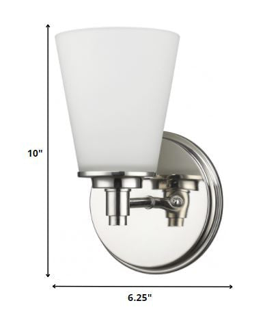 Silver Wall Light with Frosted Glass Shade By Homeroots | Wall Lamps | Modishstore - 2