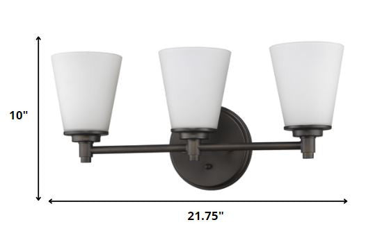 Three Light Bronze Wall Light with Frosted Glass Shade By Homeroots | Wall Lamps | Modishstore - 2