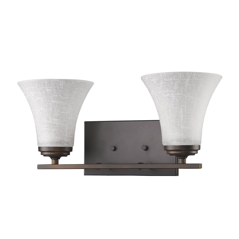 Two Light Bronze Wall Light with Tapered Glass Shade By Homeroots | Wall Lamps | Modishstore