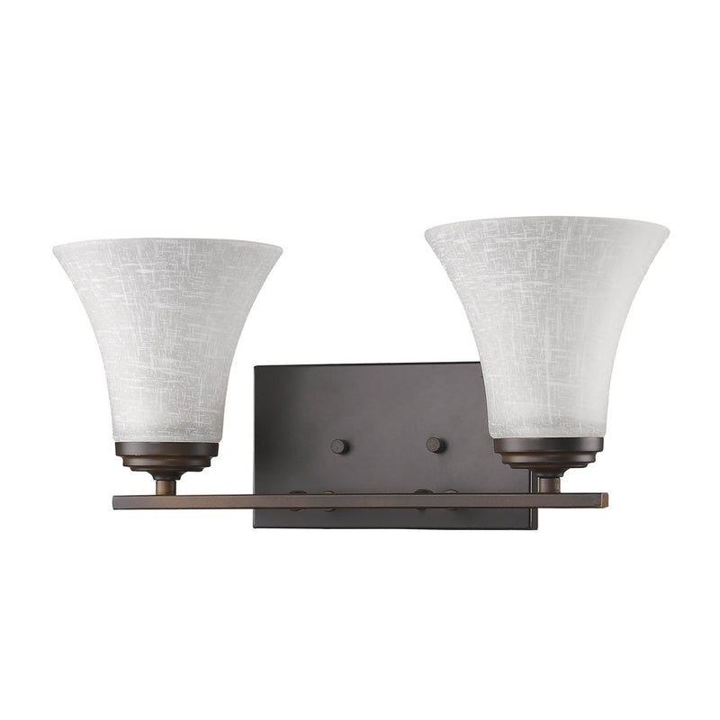 Two Light Bronze Wall Light with Tapered Glass Shade By Homeroots | Wall Lamps | Modishstore