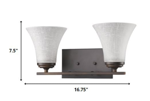 Two Light Bronze Wall Light with Tapered Glass Shade By Homeroots | Wall Lamps | Modishstore - 2
