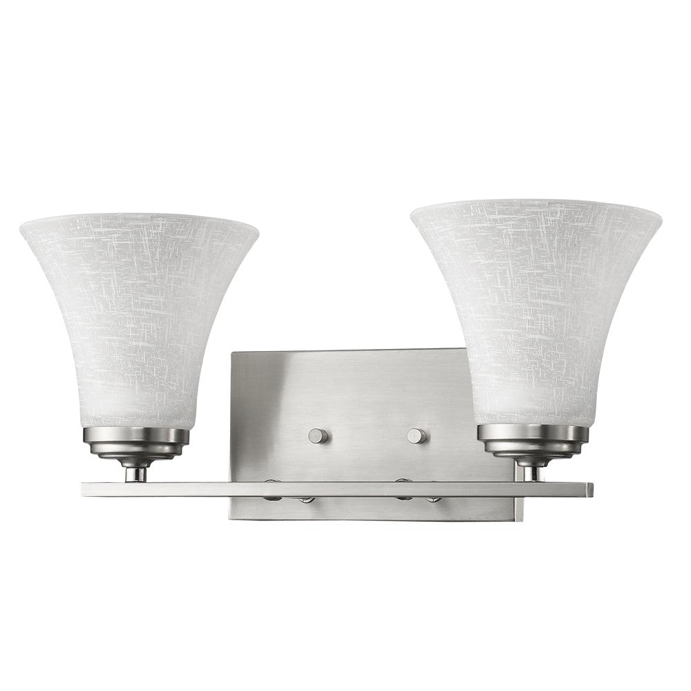Two Light Silver Wall Light with Tapered Glass Shade By Homeroots | Wall Lamps | Modishstore
