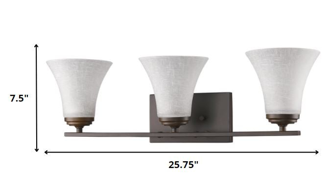Three Light Bronze Wall Light with Tapered Glass Shade By Homeroots | Wall Lamps | Modishstore - 2