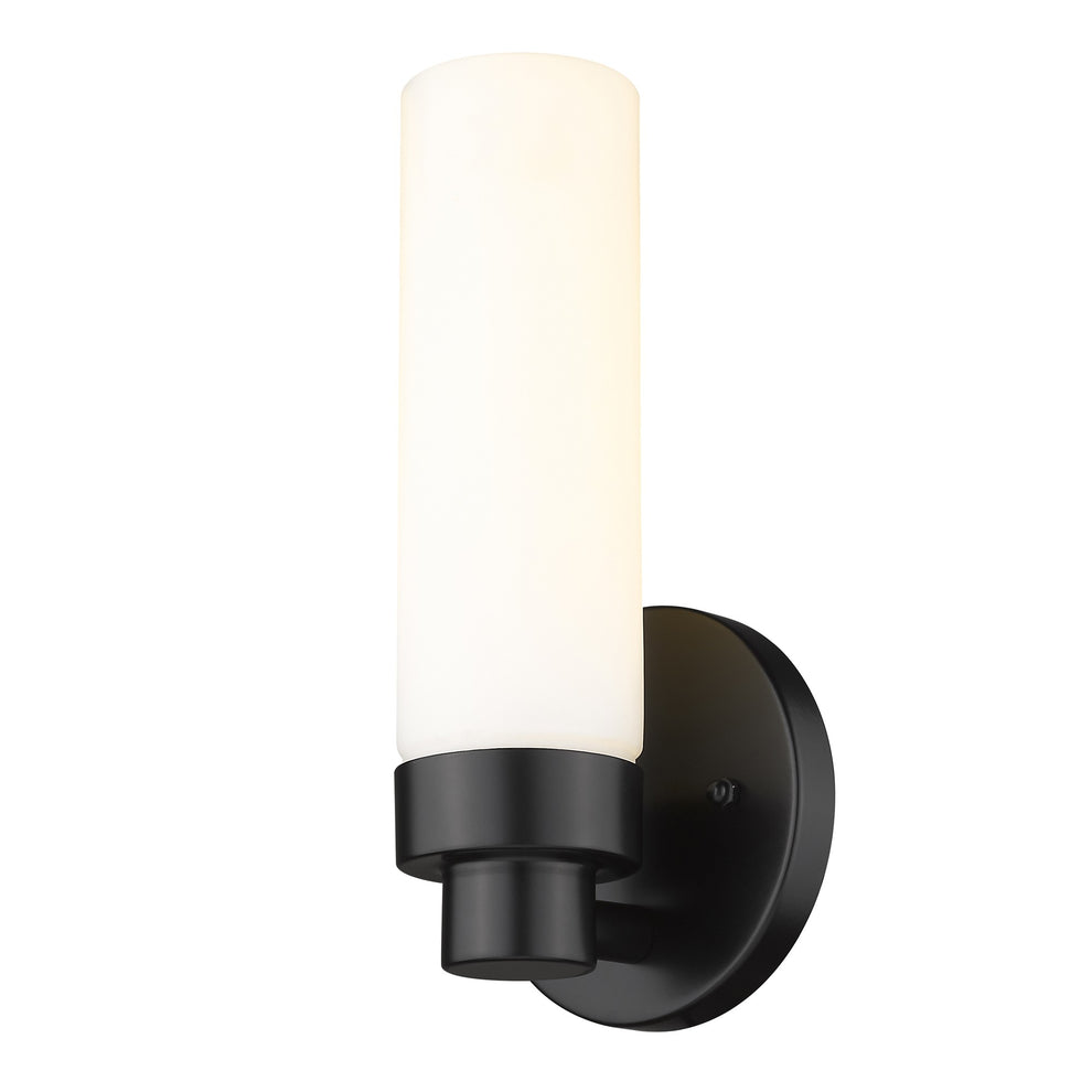 Matte Black Wall Light with Narrow Frosted Glass Shade By Homeroots | Wall Lamps | Modishstore - 2